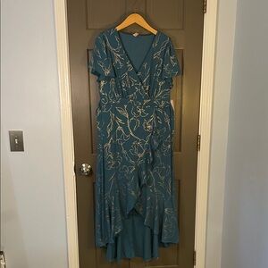 Elegant Teal Wrap Dress NWT